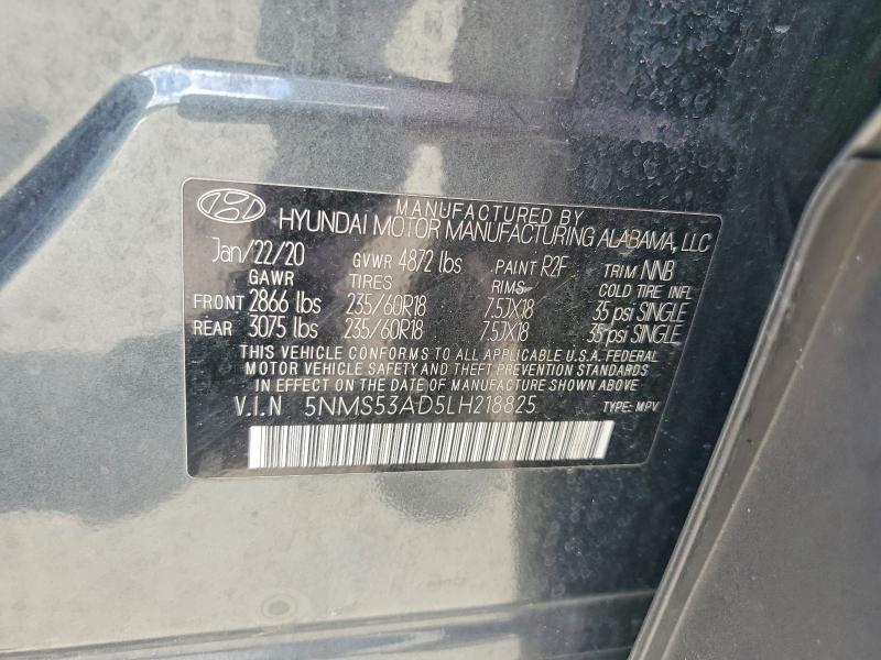 Aukcja sprzedaży 2020 Hyundai Santa Fe, vin: 5NMS53AD5LH218825, numer aukcji: 55729076