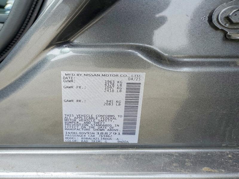 56692776 :رقم المزاد ، 1N4BL4DV9SN388791 vin ، 2025 Nissan Altima مزاد بيع
