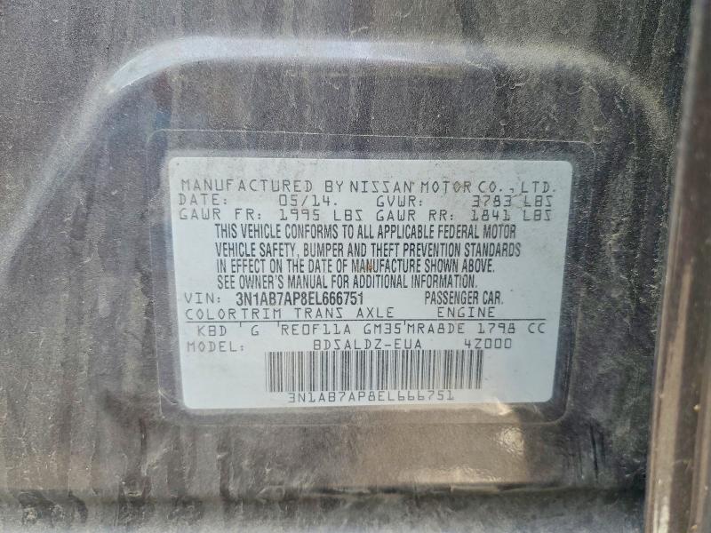 Продажа на аукционе авто 2014 Nissan Sentra, vin: 3N1AB7AP8EL666751, номер лота: 56077006