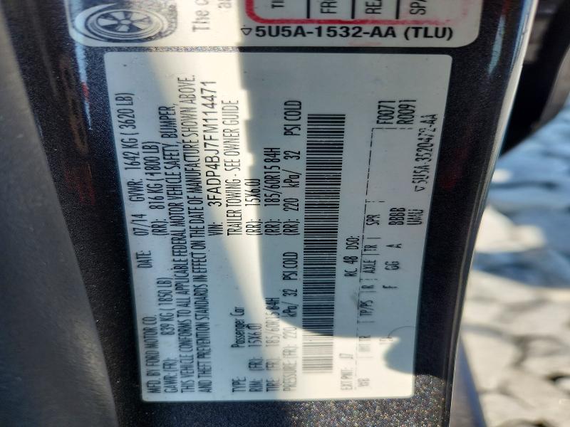 58728216 :رقم المزاد ، 3FADP4BJ7FM114471 vin ، 2015 Ford Fiesta مزاد بيع