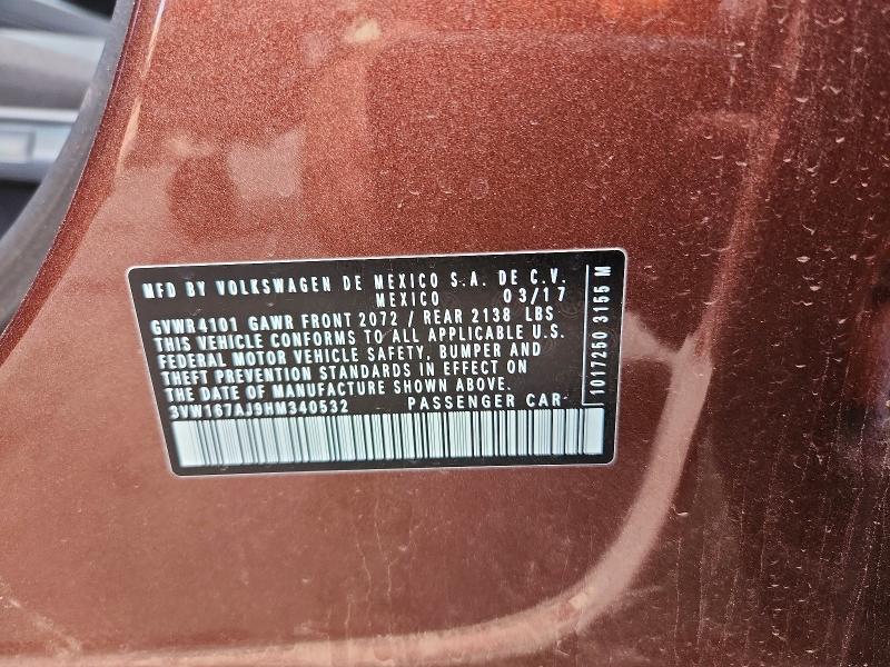 Продажа на аукционе авто 2017 Volkswagen Jetta, vin: 3VW167AJ9HM340532, номер лота: 56170506