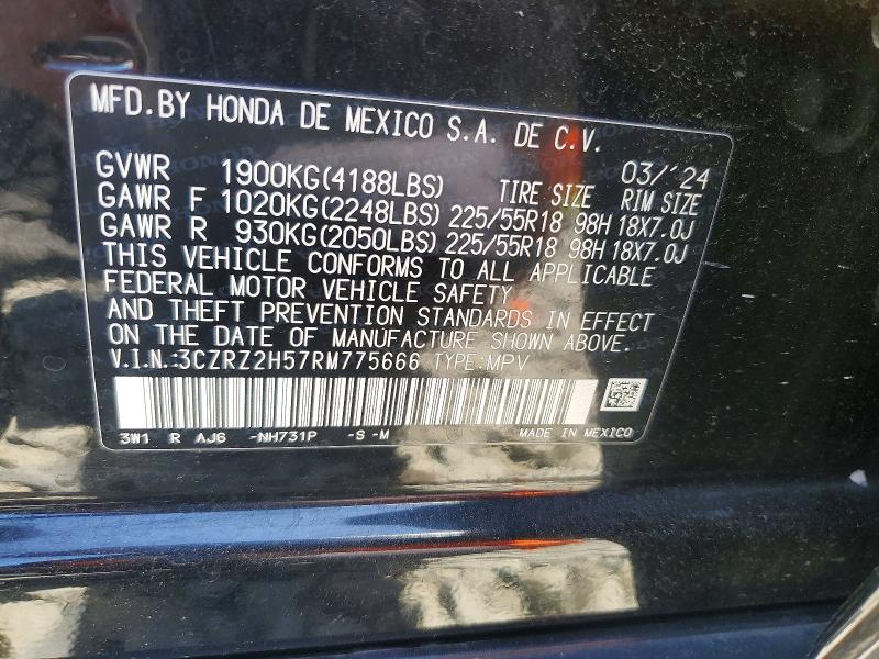 Продаж на аукціоні авто 2024 Honda Hr-v, vin: 3CZRZ2H57RM775666, номер лоту: 55920426
