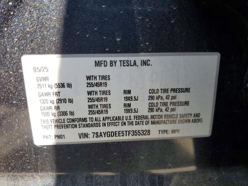 58457246 :رقم المزاد ، 7SAYGDEE5TF355328 vin ، 2026 Tesla Model Y مزاد بيع