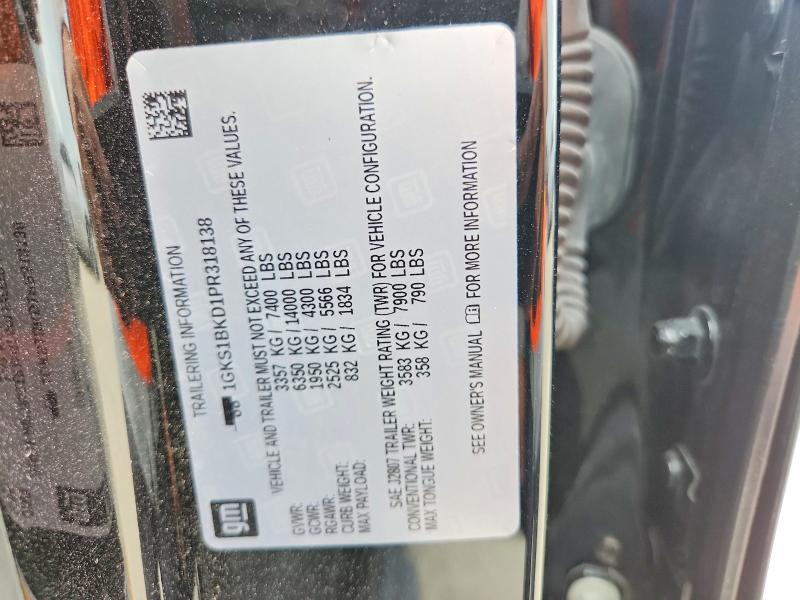 Aukcja sprzedaży 2023 Gmc Yukon, vin: 1GKS1BKD1PR318138, numer aukcji: 57121486