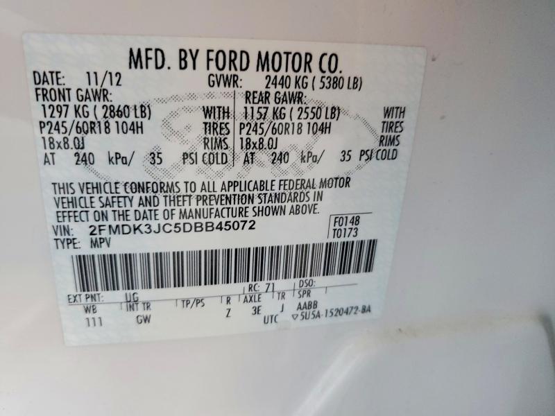Продаж на аукціоні авто 2013 Ford Edge, vin: 2FMDK3JC5DBB45072, номер лоту: 56004926