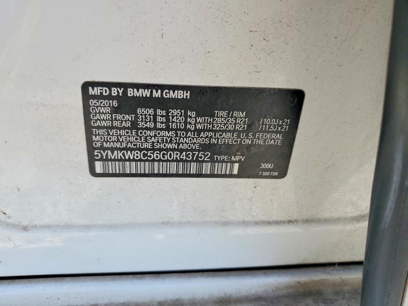 Aukcja sprzedaży 2016 Bmw X6, vin: 5YMKW8C56G0R43752, numer aukcji: 56356696