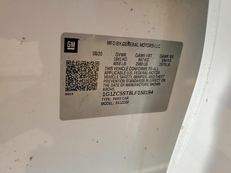 57768686 :رقم المزاد ، 1G1ZC5ST8LF158194 vin ، 2020 Chevrolet Malibu مزاد بيع