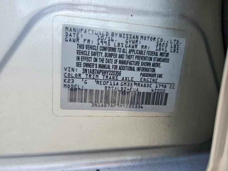 Продажа на аукционе авто 2017 Nissan Sentra, vin: 3N1AB7AP9HY220356, номер лота: 55218766