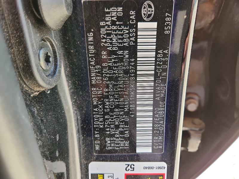 Продажа на аукционе авто 2019 Toyota Camry, vin: 4T1B11HK5KU849744, номер лота: 58637456