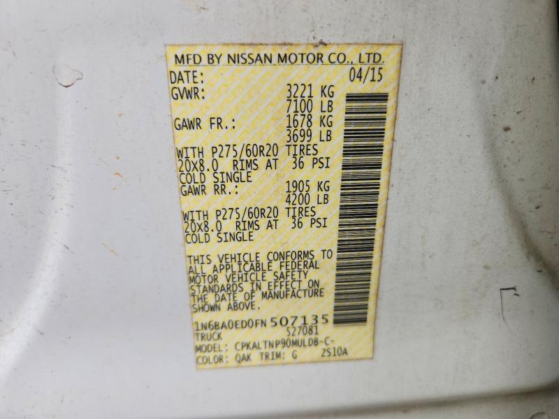 55755976 :رقم المزاد ، 1N6BA0ED0FN507135 vin ، 2015 Nissan Titan مزاد بيع