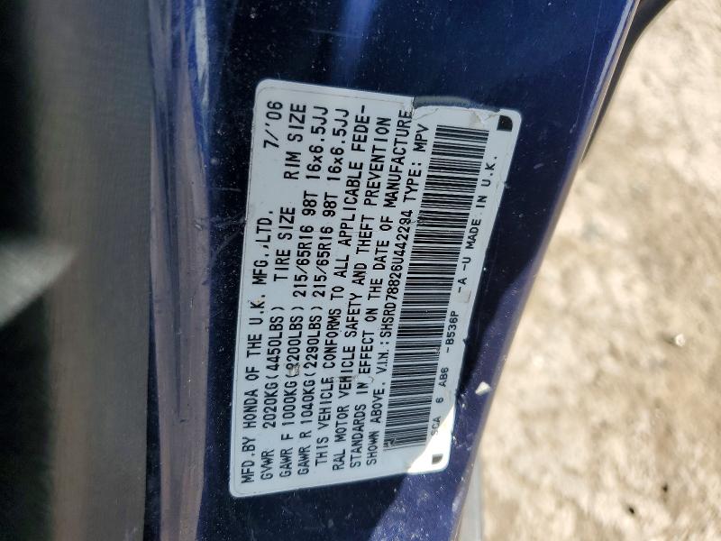 Продажа на аукционе авто 2006 Honda Cr-v, vin: SHSRD78826U442294, номер лота: 58189226
