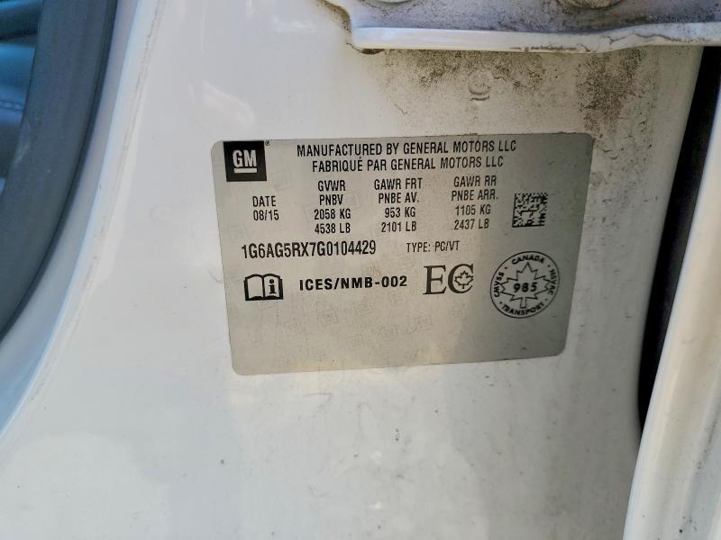 2016 Cadillac Ats მანქანა იყიდება აუქციონზე, vin: 1G6AG5RX7G0104429, აუქციონის ნომერი: 58951196