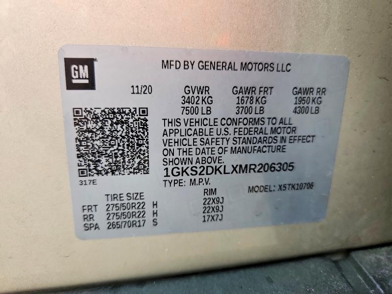 Продажа на аукционе авто 2021 Gmc Yukon, vin: 1GKS2DKLXMR206305, номер лота: 55819226