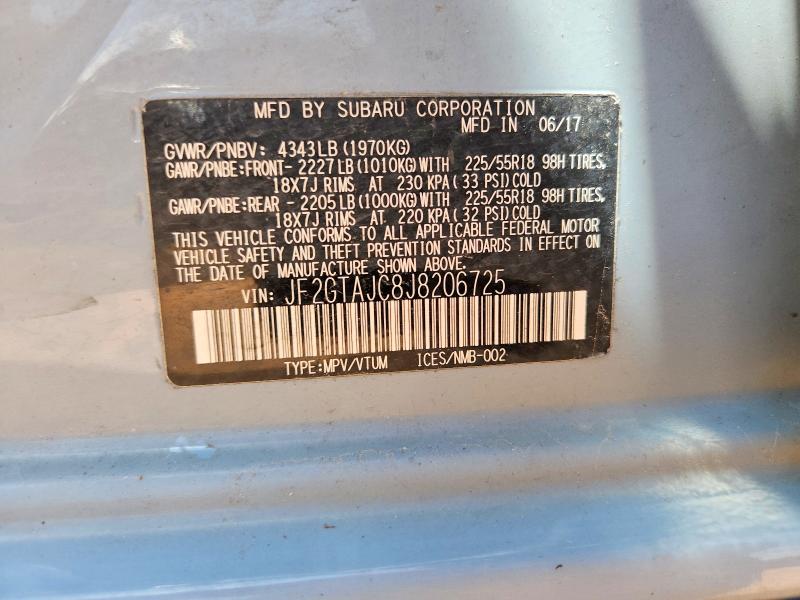 59173276 :رقم المزاد ، JF2GTAJC8J8206725 vin ، 2018 Subaru Crosstrek مزاد بيع