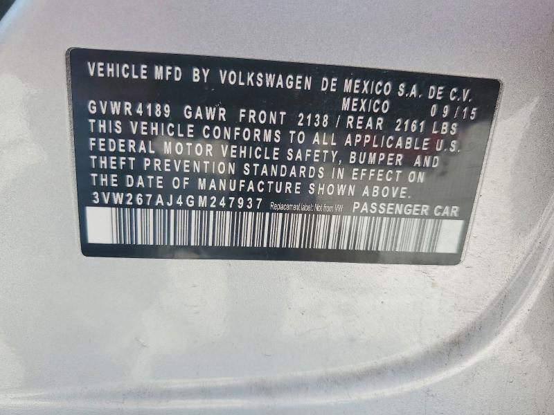 55868396 :رقم المزاد ، 3VW267AJ4GM247937 vin ، 2016 Volkswagen Jetta مزاد بيع