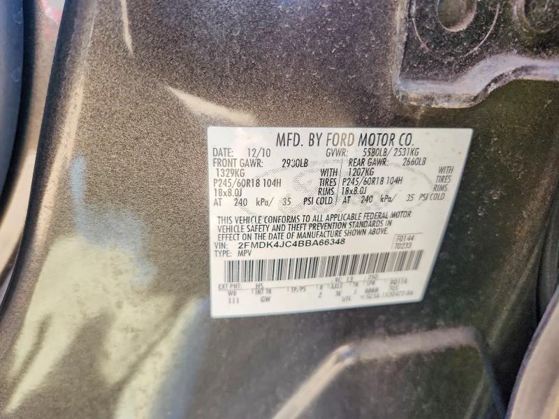 57126266 :رقم المزاد ، 2FMDK4JC4BBA66348 vin ، 2011 Ford Edge مزاد بيع