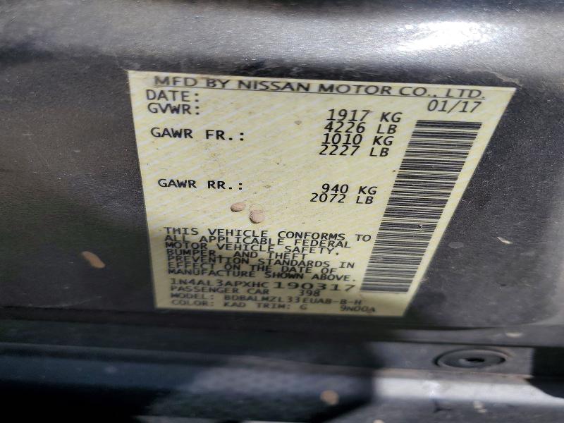 Продаж на аукціоні авто 2017 Nissan Altima, vin: 1N4AL3APXHC190317, номер лоту: 58560146