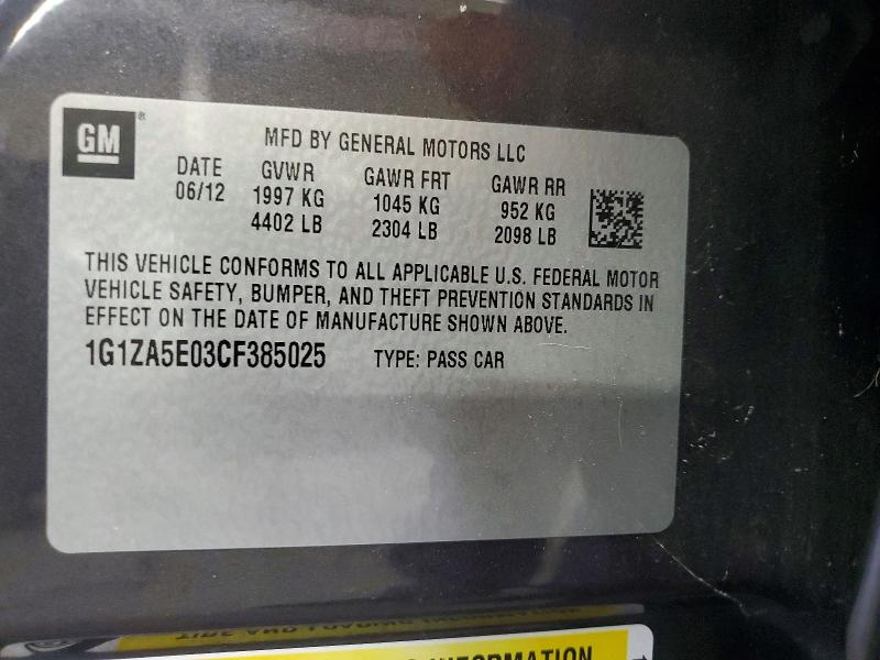 Продажа на аукционе авто 2012 Chevrolet Malibu, vin: 1G1ZA5E03CF385025, номер лота: 56453726