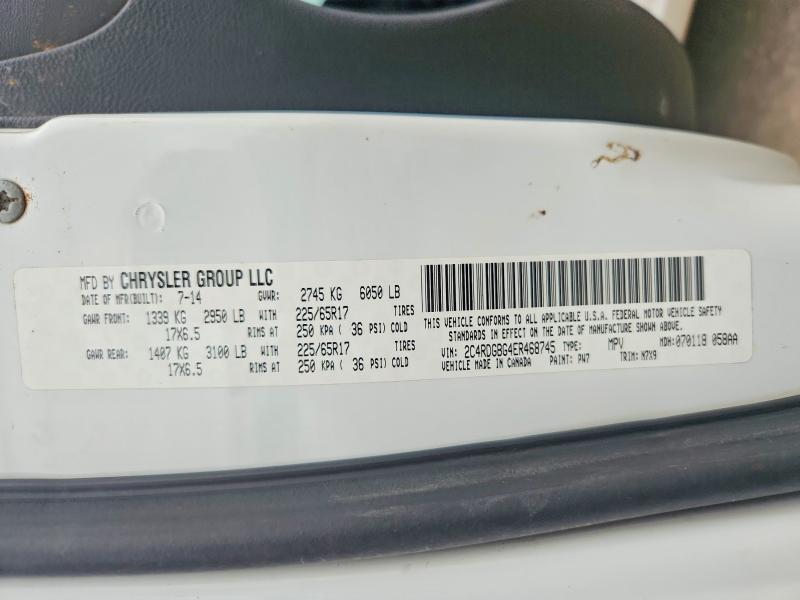 57199086 :رقم المزاد ، 2C4RDGBG4ER468745 vin ، 2014 Dodge Grand Caravan مزاد بيع