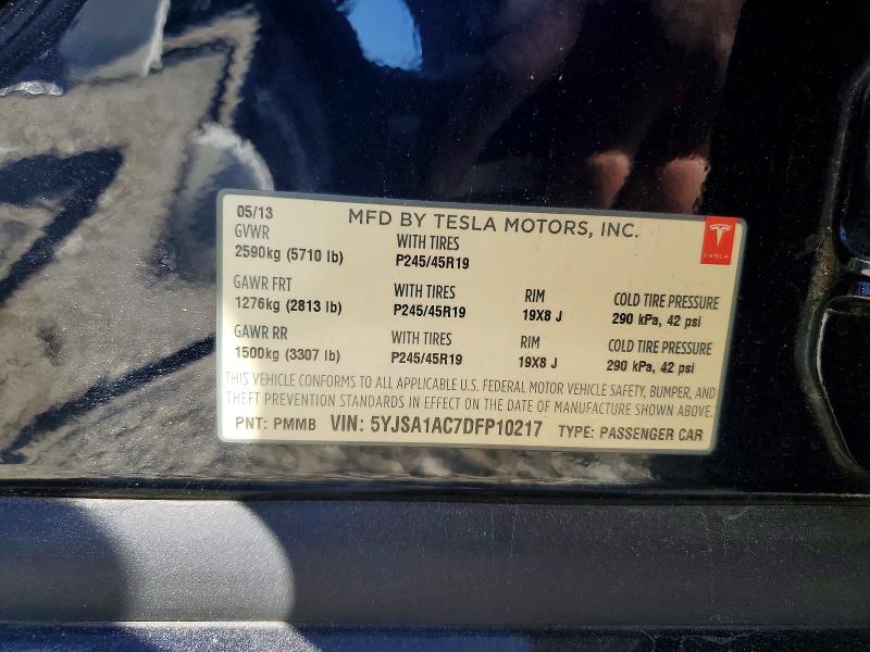 Продажа на аукционе авто 2013 Tesla Model S, vin: 5YJSA1AC7DFP10217, номер лота: 58993706