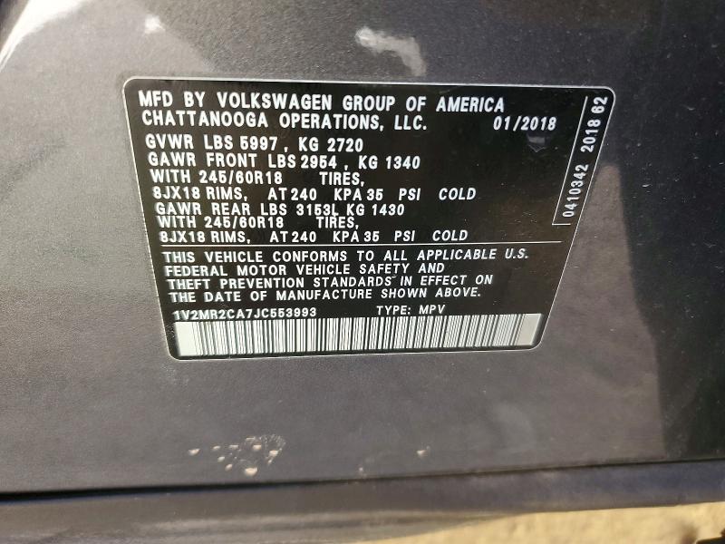 Продажа на аукционе авто 2018 Volkswagen Atlas, vin: 1V2MR2CA7JC553993, номер лота: 55419326