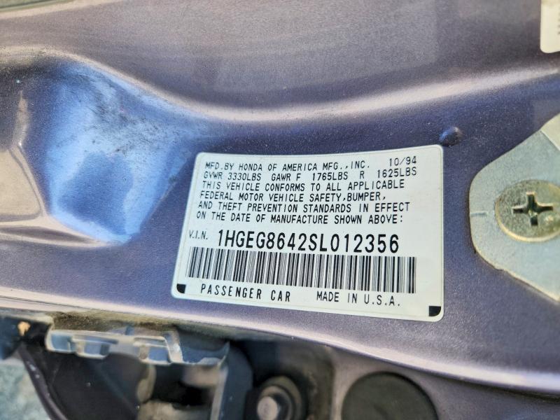 Aukcja sprzedaży 1995 Honda Civic, vin: 1HGEG8642SL012356, numer aukcji: 58258546