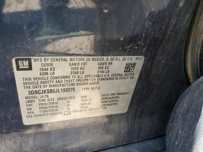 Продаж на аукціоні авто 2018 Chevrolet Trax, vin: 3GNCJKSB6JL193075, номер лоту: 57267456