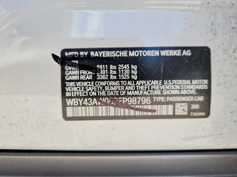 2023 Bmw I4 მანქანა იყიდება აუქციონზე, vin: WBY43AW05PFP98796, აუქციონის ნომერი: 55473656