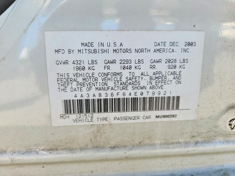 Aukcja sprzedaży 2004 Mitsubishi Galant, vin: 4A3AB36F64E079921, numer aukcji: 56767926