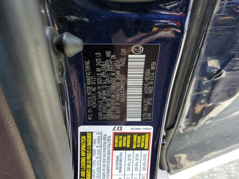 56441766 :رقم المزاد ، 58ADA1C10MU011057 vin ، 2021 Lexus Es مزاد بيع
