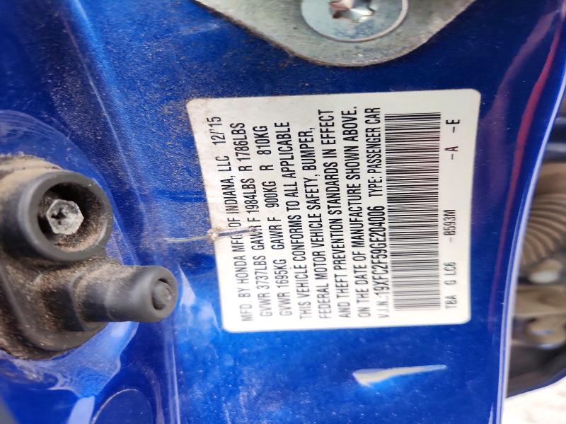 Aukcja sprzedaży 2016 Honda Civic, vin: 19XFC2F59GE204006, numer aukcji: 58301226