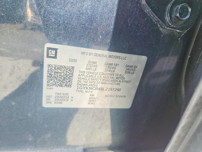56093876 :رقم المزاد ، 1GYKNCR45LZ197260 vin ، 2020 Cadillac Xt5 مزاد بيع