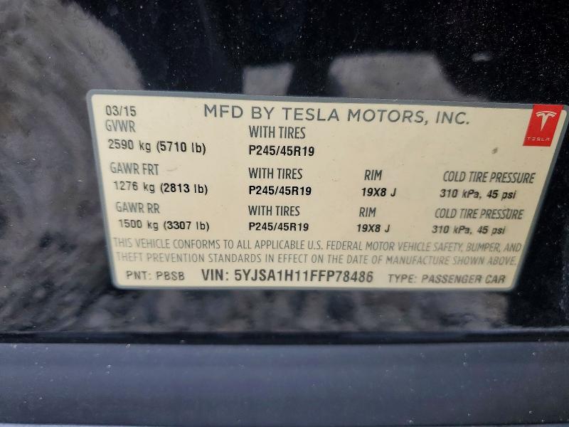 Aukcja sprzedaży 2015 Tesla Model S, vin: 5YJSA1H11FFP78486, numer aukcji: 58209196