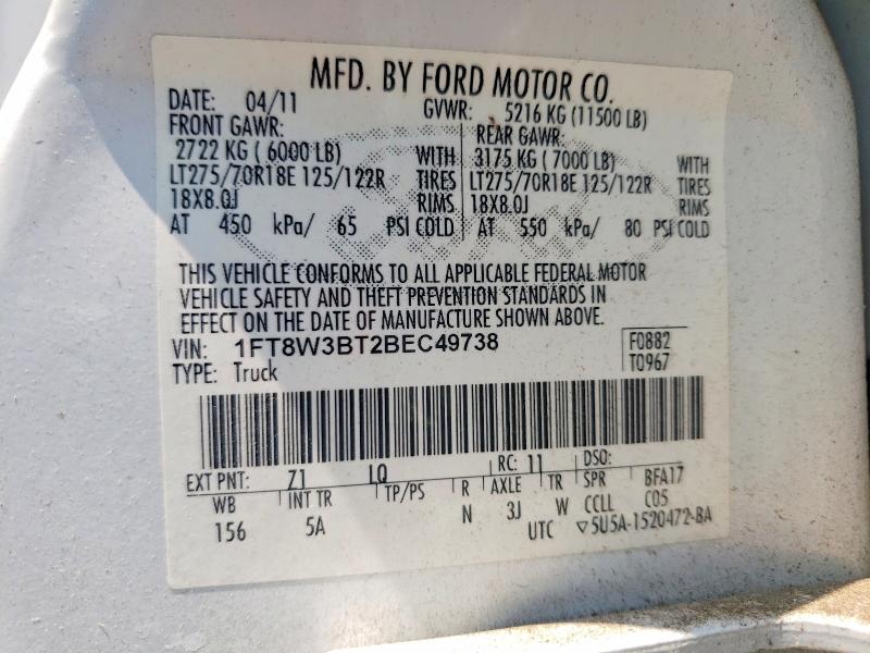 Продажа на аукционе авто 2011 Ford F350, vin: 1FT8W3BT2BEC49738, номер лота: 58419636