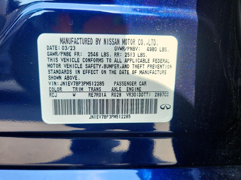 Aukcja sprzedaży 2023 Infiniti Q50, vin: JN1EV7BP3PM512285, numer aukcji: 58565976