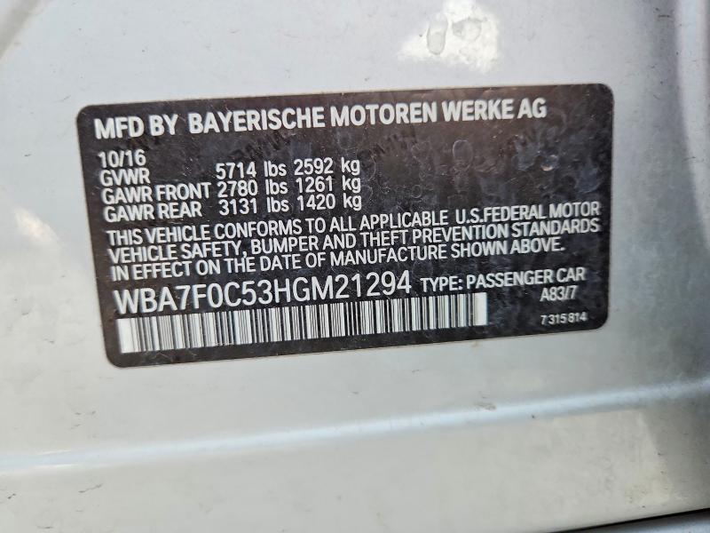 Aukcja sprzedaży 2017 Bmw 750, vin: WBA7F0C53HGM21294, numer aukcji: 57499566