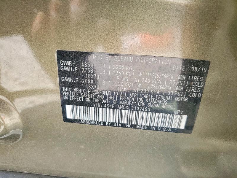 Aukcja sprzedaży 2020 Subaru Outback, vin: 4S4BTANCXL3102493, numer aukcji: 57021936