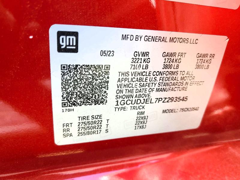 Продаж на аукціоні авто 2023 Chevrolet Silverado, vin: 1GCUDJEL7PZ293545, номер лоту: 56690996