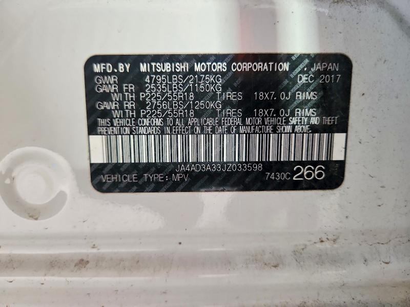 Продаж на аукціоні авто 2018 Mitsubishi Outlander, vin: JA4AD3A33JZ033598, номер лоту: 55957406
