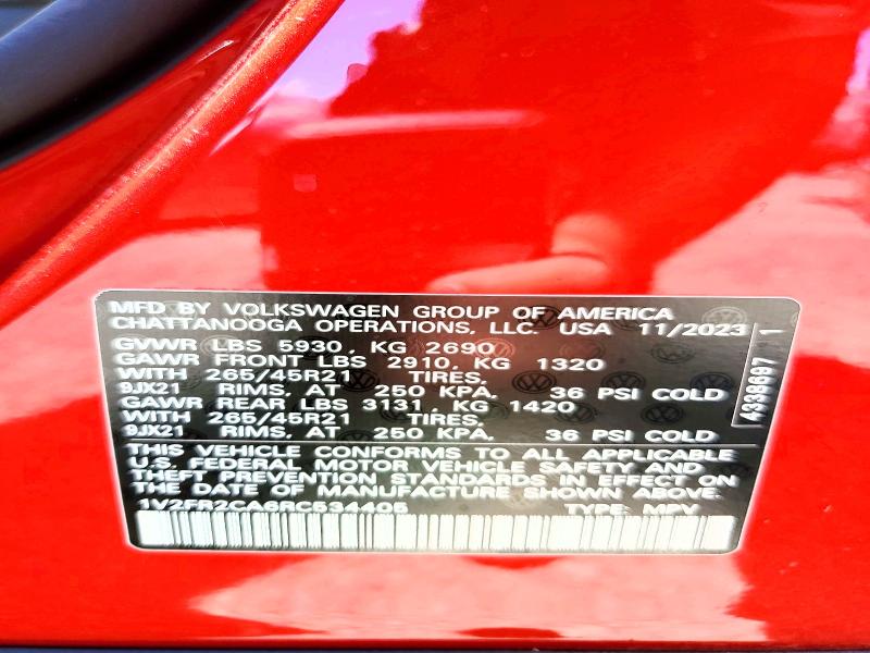 Aukcja sprzedaży 2024 Volkswagen Atlas, vin: 1V2FR2CA6RC534405, numer aukcji: 57936366