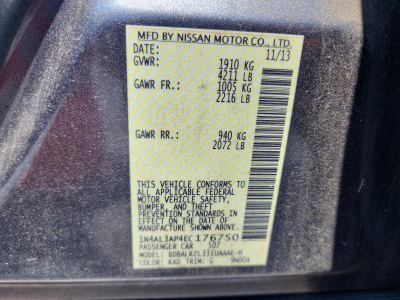 Продаж на аукціоні авто 2014 Nissan Altima, vin: 1N4AL3AP4EC176750, номер лоту: 56837776