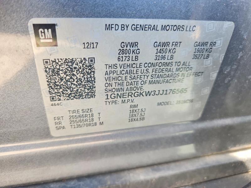 58691386 :رقم المزاد ، 1GNERGKW3JJ176565 vin ، 2018 Chevrolet Traverse مزاد بيع