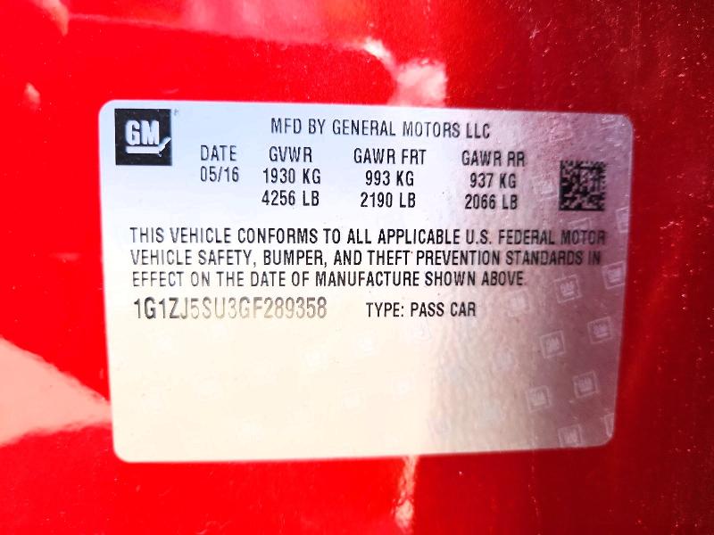57123716 :رقم المزاد ، 1G1ZJ5SU3GF289358 vin ، 2016 Chevrolet Malibu مزاد بيع