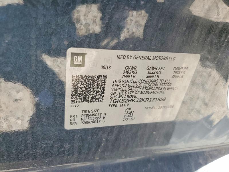 2019 Gmc Yukon Xl მანქანა იყიდება აუქციონზე, vin: 1GKS2HKJ2KR131859, აუქციონის ნომერი: 57945216