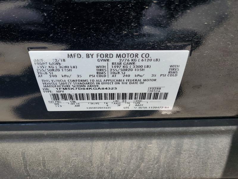 Продаж на аукціоні авто 2019 Ford Explorer, vin: 1FM5K7D84KGA84323, номер лоту: 55475966