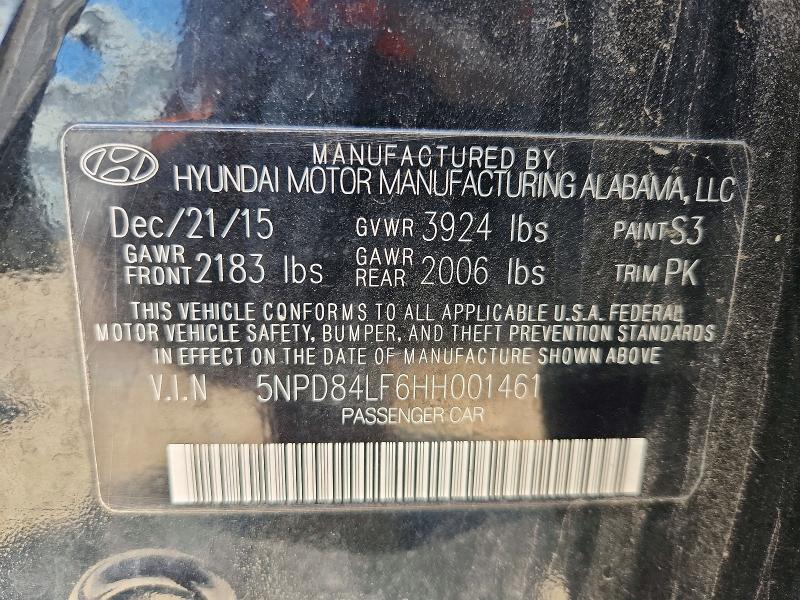 2017 Hyundai Elantra მანქანა იყიდება აუქციონზე, vin: 5NPD84LF6HH001461, აუქციონის ნომერი: 57089946