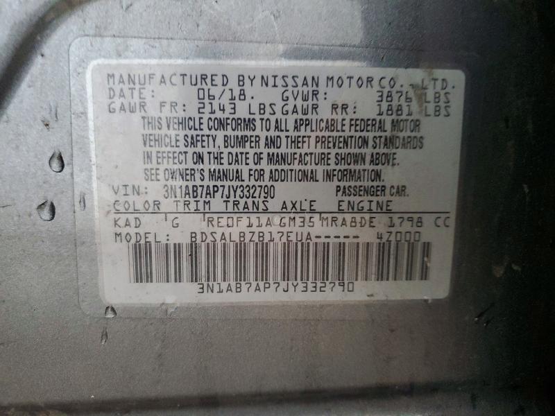 Продажа на аукционе авто 2018 Nissan Sentra, vin: 3N1AB7AP7JY332790, номер лота: 56582456