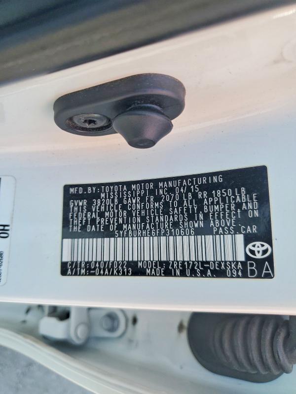 Продаж на аукціоні авто 2015 Toyota Corolla, vin: 5YFBURHE6FP310606, номер лоту: 55650356