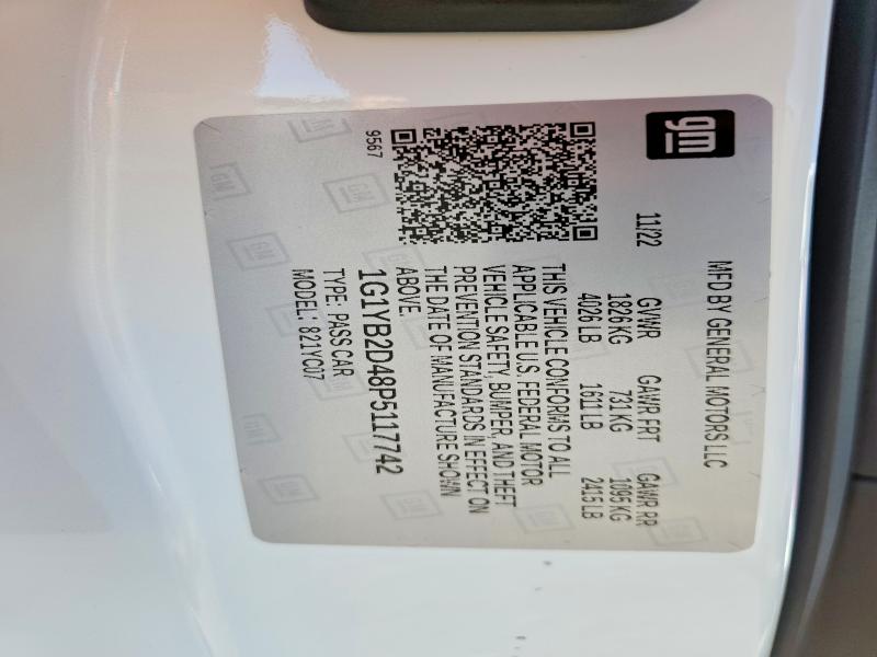 2023 Chevrolet Corvette მანქანა იყიდება აუქციონზე, vin: 1G1YB2D48P5117742, აუქციონის ნომერი: 57508666