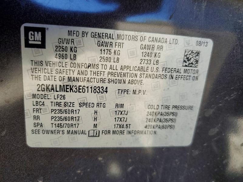 Aukcja sprzedaży 2014 Gmc Terrain, vin: 2GKALMEK3E6118334, numer aukcji: 56617786